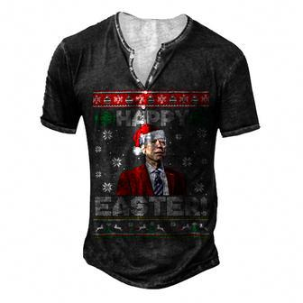 Funny Joe Biden Happy Easter Ugly Christmas Men's Henley Button-Down 3D Print T-shirt - Monsterry