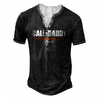 Gamer Dad Call Of Daddy Fatherhood Ops Fathers Day Men's Henley T-Shirt | Mazezy