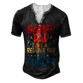 Gamer Dad Like A Regular Dad Video Gamer Gaming Men's Henley T-Shirt - Seseable