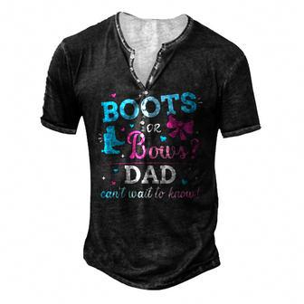 Mens Gender Reveal Boots Or Bows Dad Matching Baby Party Men's Henley T-Shirt | Mazezy