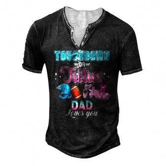 Gender Reveal Touchdowns Or Tutus Dad Matching Baby Party Men's Henley T-Shirt | Mazezy