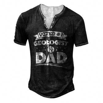 Mens Geologist Dad Fathers Day Geologist Men's Henley T-Shirt | Mazezy