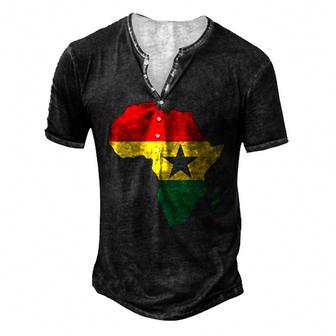 Ghana Ghanaian Africa Map Flag Pride Football Soccer Jersey Men's Henley T-Shirt | Mazezy