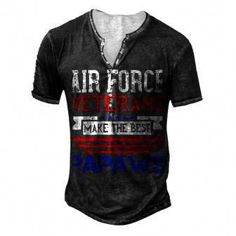 Gift For Air Force Veterans Make The Best Papaws Men's Henley Button-Down 3D Print T-shirt - Monsterry