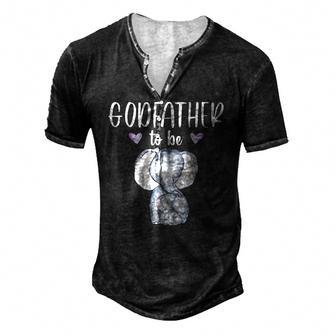 Mens Godfather To Be Elephant Baby Shower Men's Henley T-Shirt | Mazezy