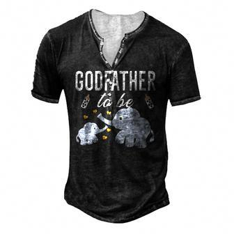 Mens Godfather To Be Elephant Baby Shower Godfather Men's Henley T-Shirt | Mazezy