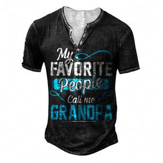 Grandpa My Favorite People Call Me Grandpa V2 Men's Henley T-Shirt - Seseable