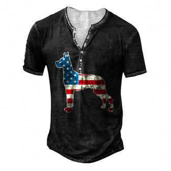 Great Dane 4Th Of July Men Women Usa American Flag Dog Men's Henley T-Shirt | Mazezy
