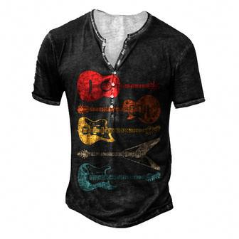 Guitar Lover Retro Style For Guitarist Men's Henley T-Shirt | Mazezy