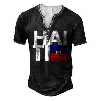 Haiti Flag Haiti Nationalist Haitian Men's Henley T-Shirt | Mazezy
