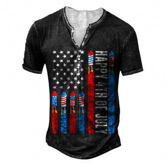 Happy 4Th Of July American Flag Fireworks Patriotic Outfits Men's Henley T-Shirt | Mazezy