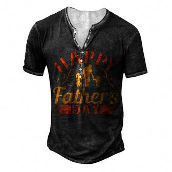 Happy Fathers Day Fathers Day Gift Men's Henley Button-Down 3D Print T-shirt - Monsterry
