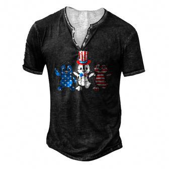 Happy Fourth Of July Patriotic Animals Penguin Usa Flag Men's Henley T-Shirt | Mazezy