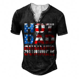 Hot Dad Summer American Flag 4Th Of July Independence Day Men's Henley T-Shirt - Seseable