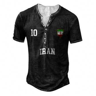 Iran 10 Iranian Flag Soccer Team Football Men's Henley T-Shirt | Mazezy