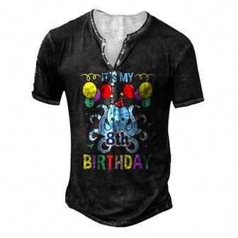 Its My 8Th Birthday Octopus Men's Henley T-Shirt | Mazezy