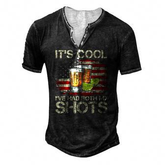Its Cool Ive Had Both My Shots American Flag 4Th Of July Men's Henley T-Shirt | Mazezy