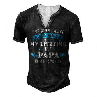 Mens Ive Been Called Lot Of Name But Papa Is My Favorite Fathers Men's Henley T-Shirt - Seseable