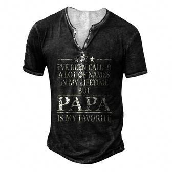 Ive Been Called A Lot Of Names In My Lifetime But Papa Is My Favorite Popular Men's Henley T-Shirt - Seseable