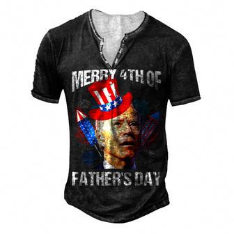 Joe Biden Confused Merry 4Th Of Fathers Day Fourth Of July Men's Henley T-Shirt - Seseable