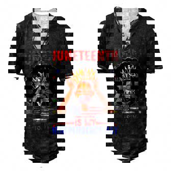 Juneteenth Is My Independence Day 4Th July Black Afro Flag Men's Henley T-Shirt | Seseable UK