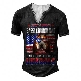 Just A Proud Basset Hound Dad Merica Dog 4Th Of July Men's Henley T-Shirt - Seseable