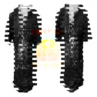 I Keep All My Dad Jokes In A Dad A Base Vintage Father Dad Raglan Baseball Tee Men's Henley T-Shirt | Mazezy