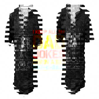 I Keep All My Dad Jokes In A Dad-A-Base Fathers Day Men's Henley T-Shirt | Mazezy