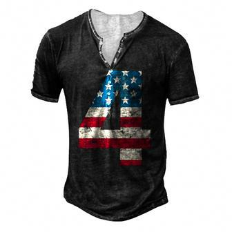 Kids Kids 4Th Birthday American Flag 4Th Of July Men's Henley T-Shirt | Mazezy