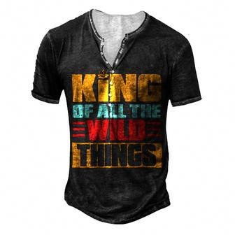 King Of All The Wild Things Father Of Boys & Girls Men's Henley Button-Down 3D Print T-shirt - Monsterry