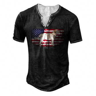 Labrador Retriever Dog 4Th Of July American Flag America Usa Men's Henley T-Shirt | Mazezy