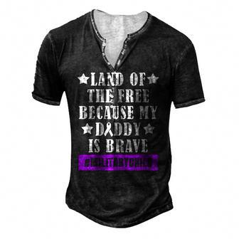 Land Of The Free Purple Up Military Child Mens & Womens Men's Henley T-Shirt | Mazezy
