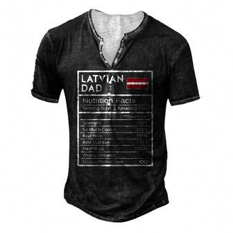 Mens Latvian Dad Nutrition Facts National Pride For Dad Men's Henley T-Shirt | Mazezy