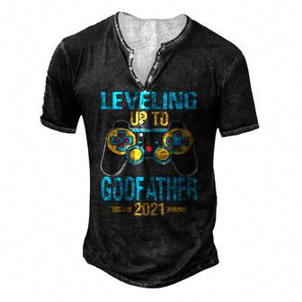 Leveling Up To Godfather 2021 Gamer Men's Henley T-Shirt | Mazezy