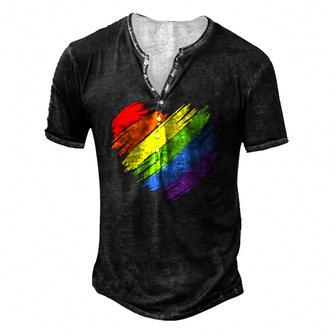 Lgbt Gay Pride Flag Gay Pride 2022 Heart Lgbt Men's Henley T-Shirt | Mazezy