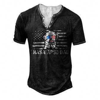 Lhasa Apso Dad American Flag 4Th Of July Patriotic Men's Henley T-Shirt - Seseable
