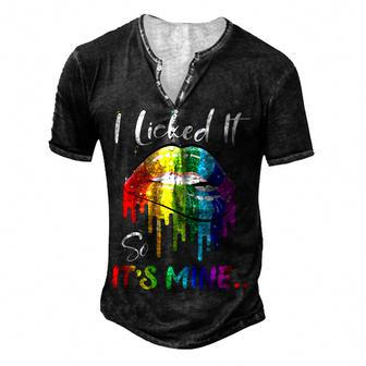 I Licked It So Its Mine Lesbian Gay Pride Lgbt Flag Men's Henley T-Shirt | Mazezy