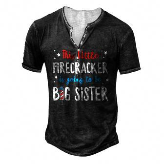 Little Firecracker Pregnancy Announcement 4Th Of July Girls Men's Henley T-Shirt | Mazezy