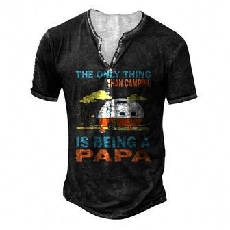 I Love More Than Camping Is Being A Papa Men's Henley T-Shirt | Mazezy