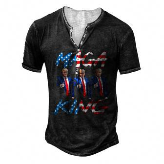 Maga King Ultra Maga Patriotic Trump Patriotic American Flag Men's Henley T-Shirt | Mazezy