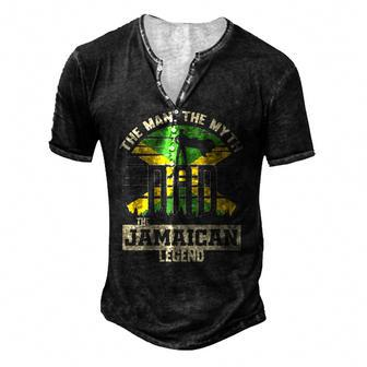 The Man The Myth The Jamaican Legend Dad Men's Henley T-Shirt | Mazezy