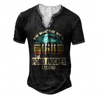 Man Myth Legend Dad Pond Hockey Player Men's Henley T-Shirt | Mazezy