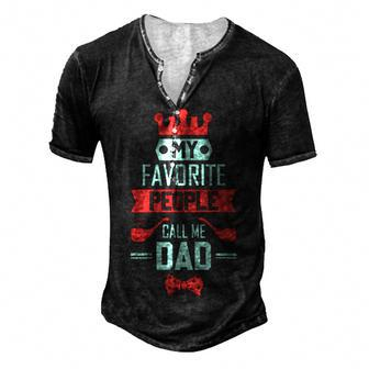 Mens My Favorite People Call Me Pop Fathers Day Men's Henley Button-Down 3D Print T-shirt - Monsterry CA