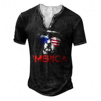 Merica Bernese Mountain Dog American Flag 4Th Of July Men's Henley T-Shirt | Mazezy