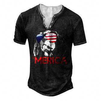Merica Cavalier King Charles Spaniel American Flag Men's Henley T-Shirt | Mazezy