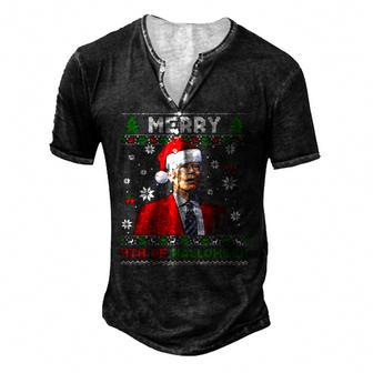Merry 4Th Of Halloween Biden Ugly Christmas Men's Henley T-Shirt | Mazezy