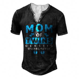 Womens Mom Of Twins Classic Overachiever Twins Mom V-Neck Men's Henley T-Shirt | Mazezy