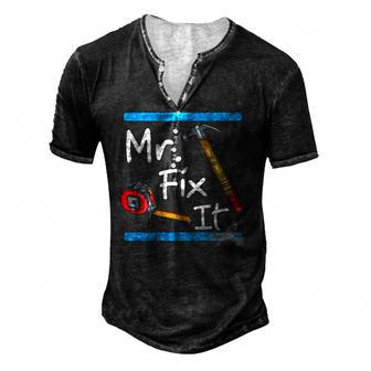 Mens Mr Fix It Fixer Upper Tools Men's Henley T-Shirt | Mazezy