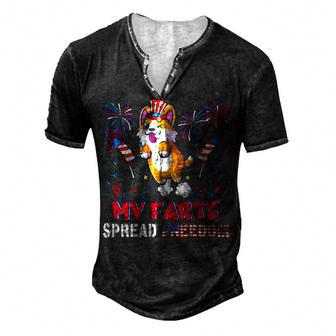 My Farts Spread Freedom Funny American Flag Corgi Fireworks Men's Henley Button-Down 3D Print T-shirt - Monsterry DE
