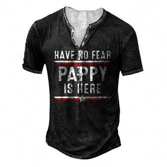Mens Have No Fear Pappy Is Here Pappy Fathers Day Men's Henley T-Shirt | Mazezy